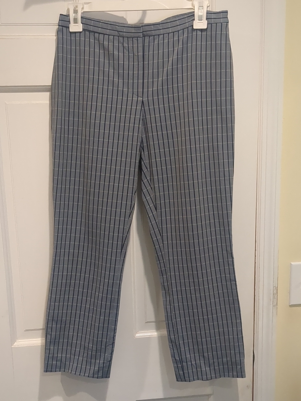 Theory Navy and Light Blue Pinstripe Trousers